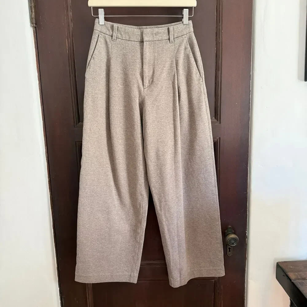 uniqlo x comptoir des cotonniers Barrel Leg Thick Fleece Gray Pants Extra Small